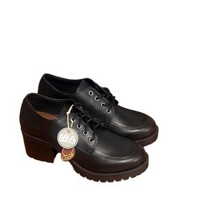MIA Vicki Platform Black Chunky Heel Oxfords Sz 8.5 NIB